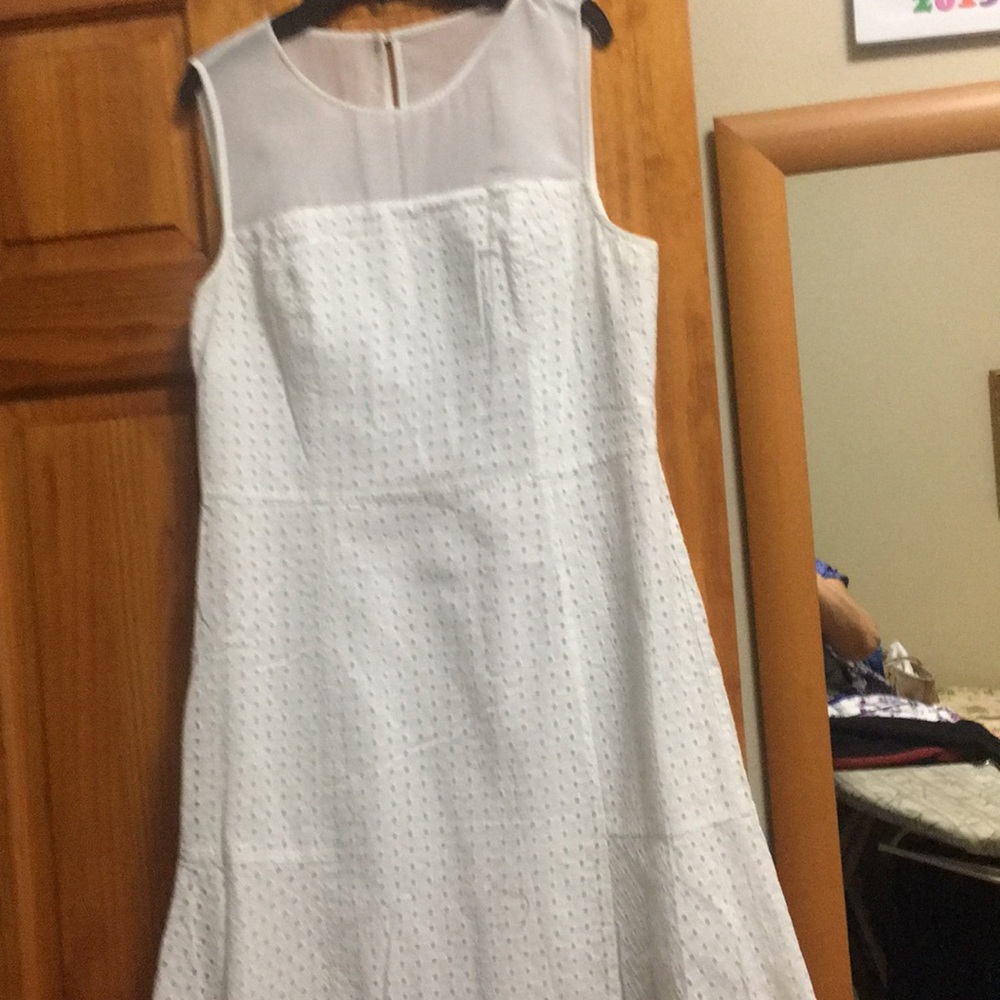 A white fit and flare dress